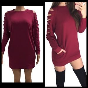 Cut out long sleeve sweater like dress